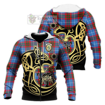 Crichton (Crighton) Tartan Knitted Hoodie with Family Crest Celtic Wolf Style Unisex Knitted Zip Hoodie - Tartan Vibes Clothing