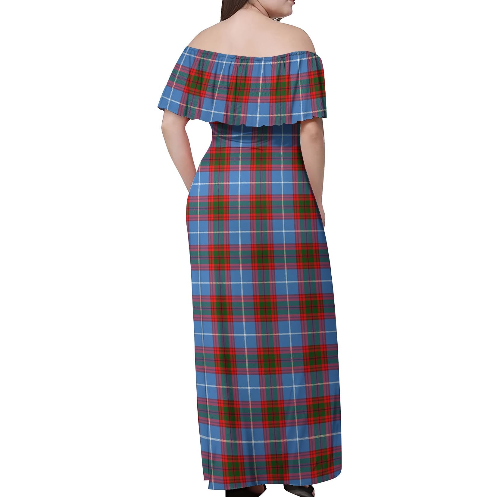 Crichton (Crighton) Tartan Off Shoulder Long Dress - Tartan Vibes Clothing