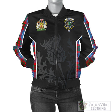 Crichton Tartan Bomber Jacket with Family Crest and Scottish Thistle Vibes Sport Style