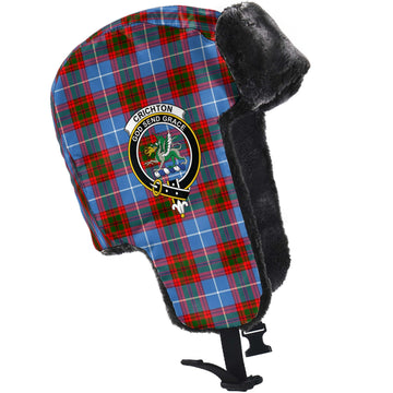 Crichton (Crighton) Tartan Winter Trapper Hat with Family Crest - Tartan Vibes Clothing