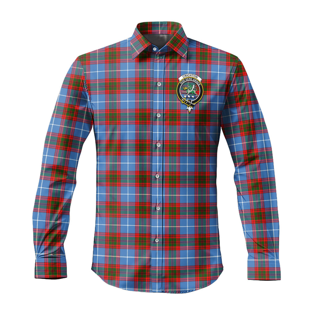 Crichton (Crighton) Tartan Long Sleeve Button Up Shirt with Family Crest Men's Shirt - Tartan Vibes Clothing