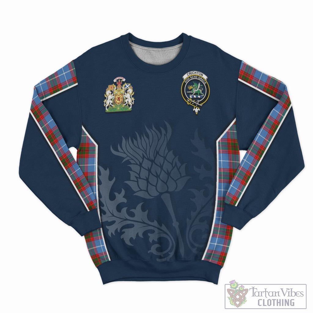 Crichton (Crighton) Tartan Sweatshirt with Family Crest and Scottish Thistle Vibes Sport Style - Tartan Vibes Clothing