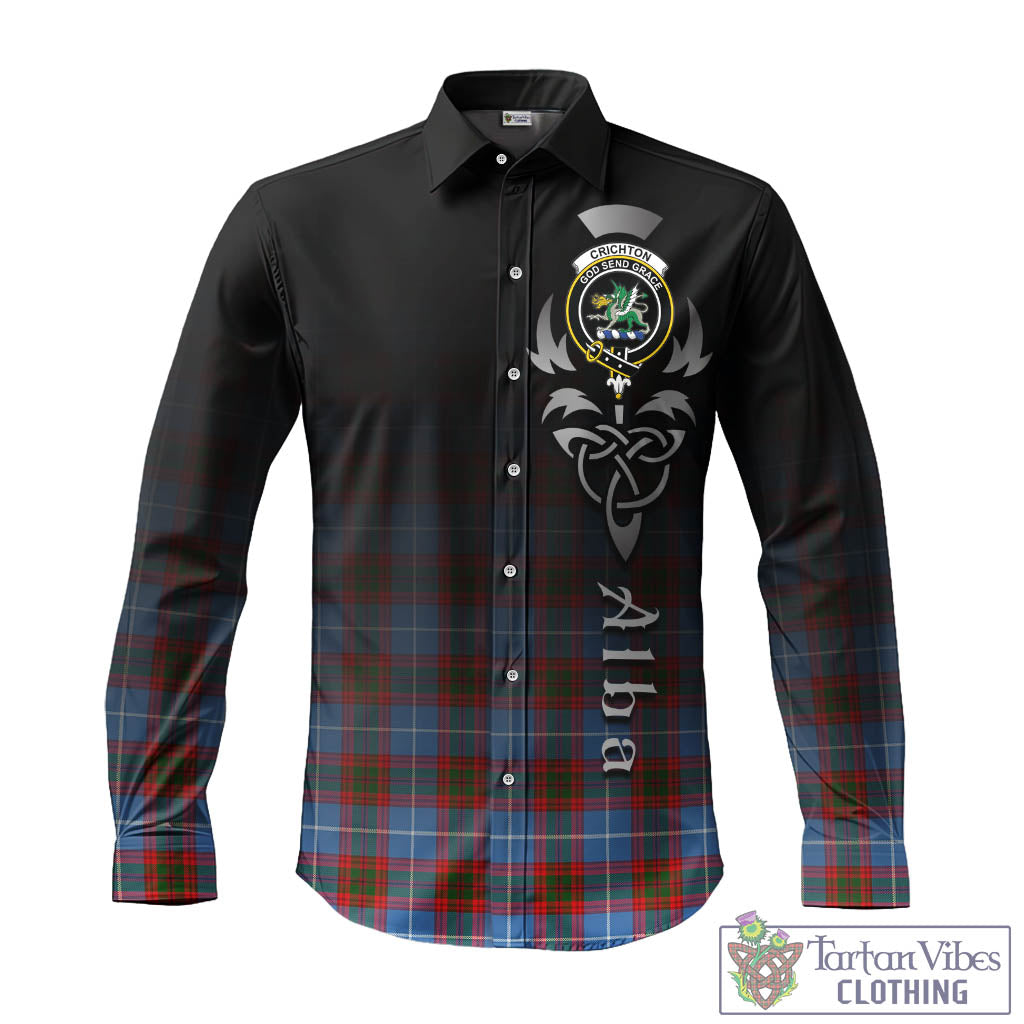 Crichton (Crighton) Tartan Long Sleeve Button Up Featuring Alba Gu Brath Family Crest Celtic Inspired - Tartan Vibes Clothing