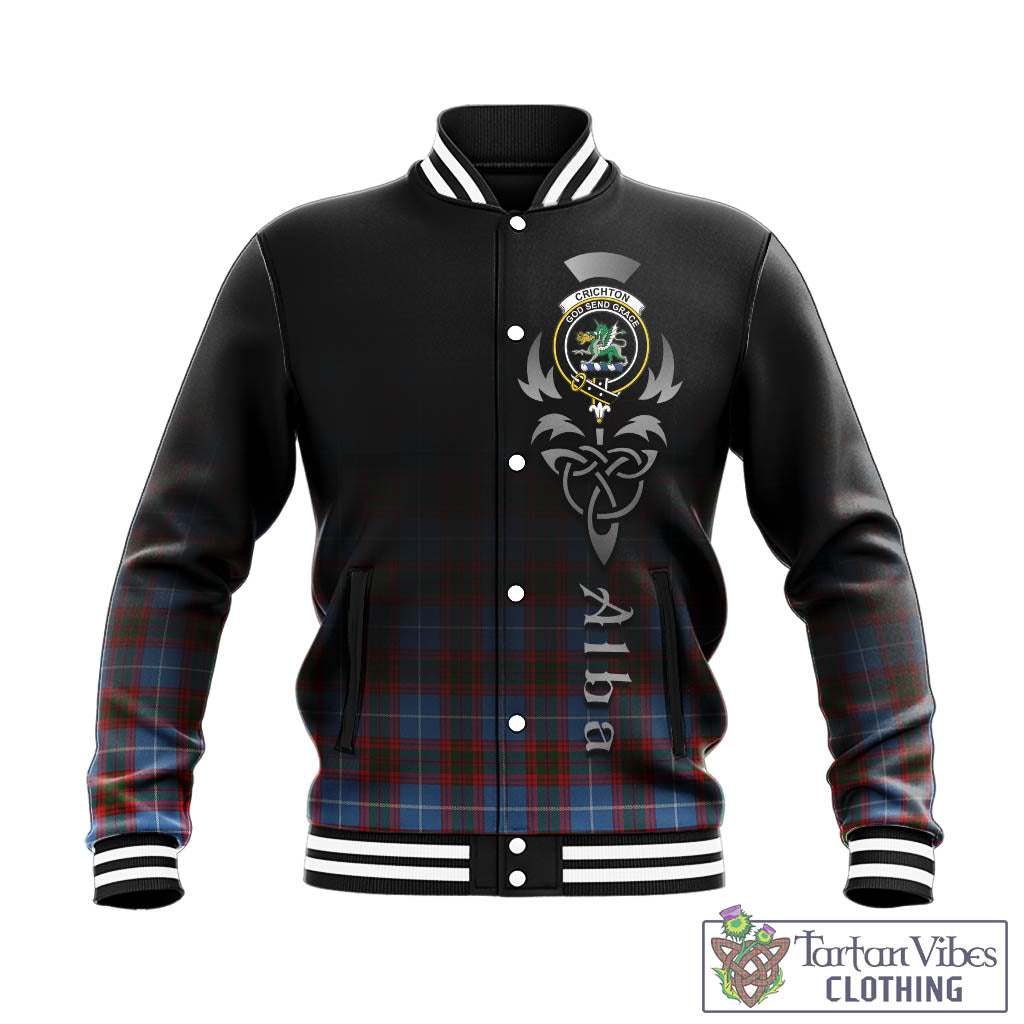 Crichton (Crighton) Tartan Baseball Jacket Featuring Alba Gu Brath Family Crest Celtic Inspired - Tartan Vibes Clothing