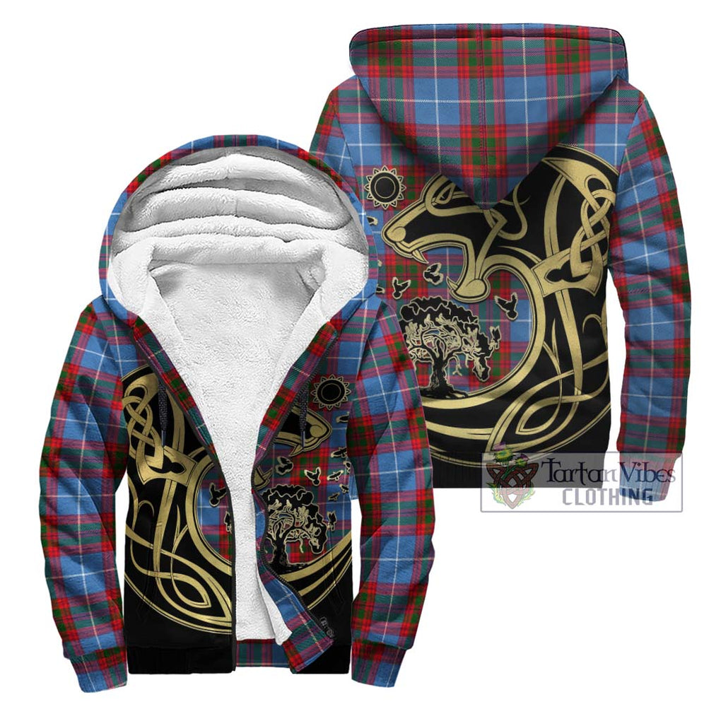 Crichton (Crighton) Tartan Sherpa Hoodie with Family Crest Celtic Wolf Style Unisex - Tartan Vibes Clothing
