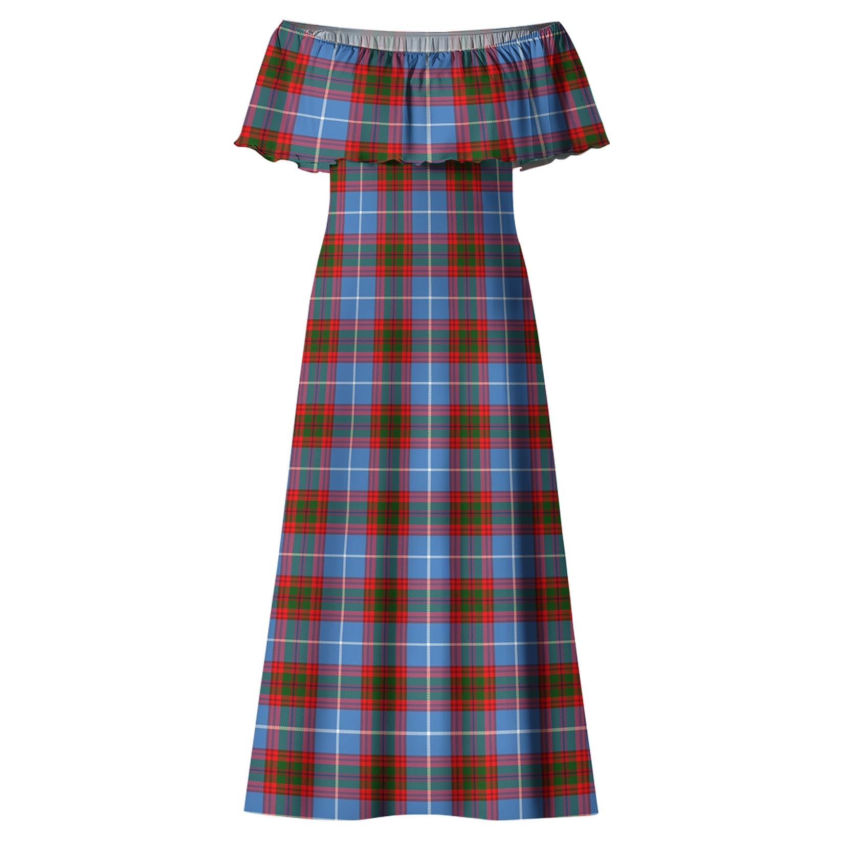 Crichton (Crighton) Tartan Off Shoulder Long Dress - Tartan Vibes Clothing