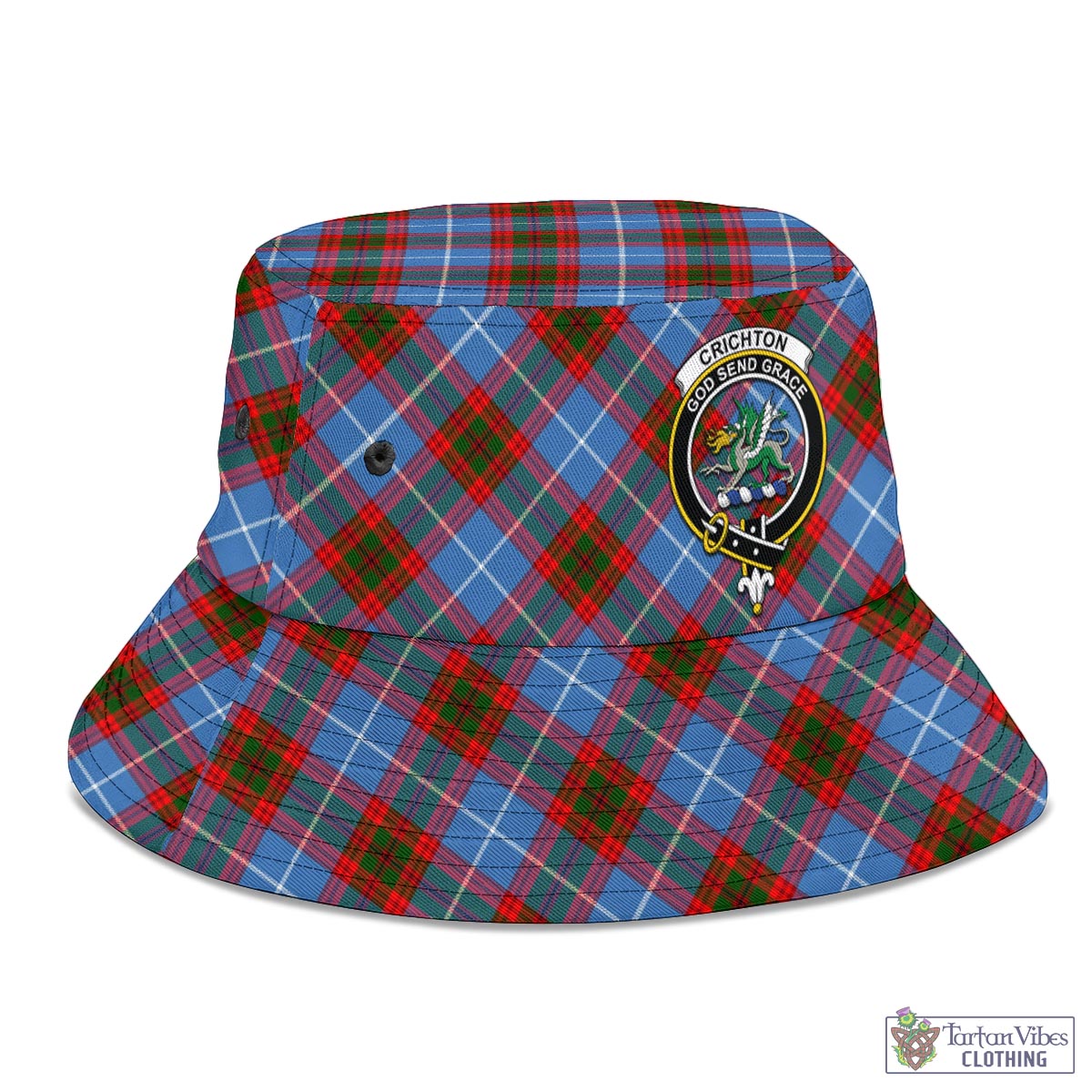Tartan Vibes Clothing Crichton Tartan Bucket Hat with Family Crest