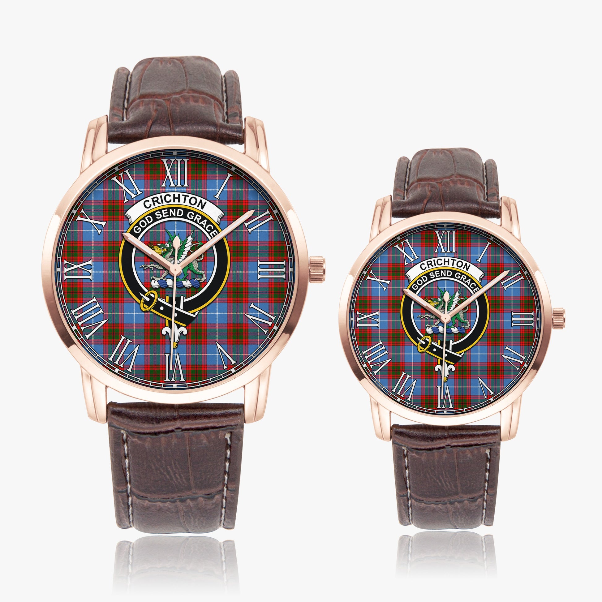 Crichton (Crighton) Tartan Family Crest Leather Strap Quartz Watch - Tartan Vibes Clothing