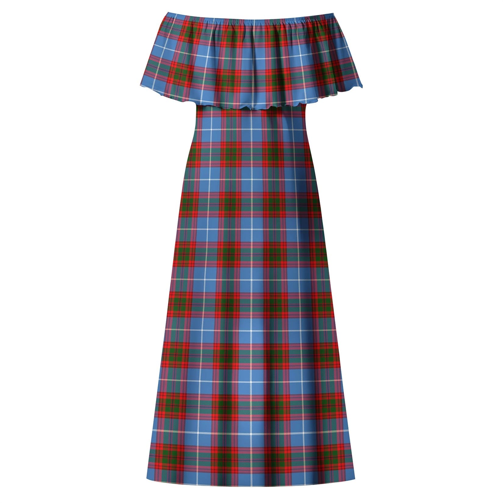 Crichton (Crighton) Tartan Off Shoulder Long Dress - Tartan Vibes Clothing