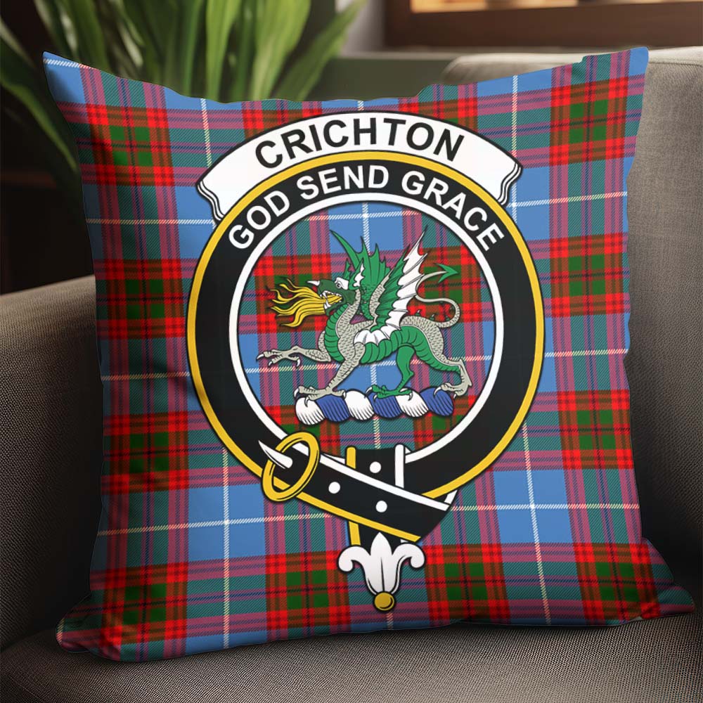 Crichton (Crighton) Tartan Pillow Cover with Family Crest - Tartan Vibes Clothing