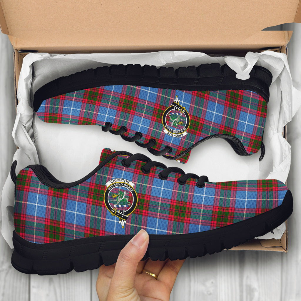Crichton (Crighton) Tartan Sneakers with Family Crest - Tartan Vibes Clothing