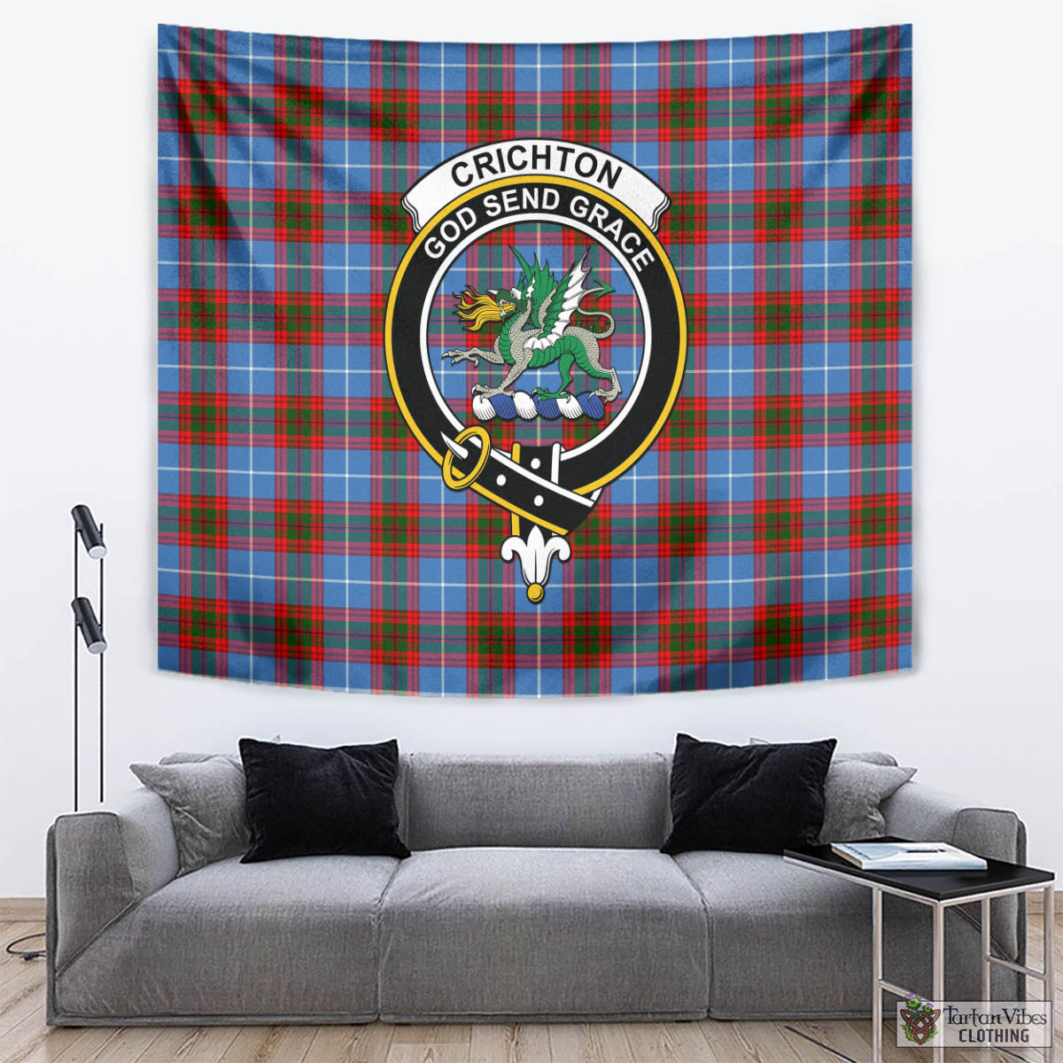 Crichton (Crighton) Tartan Tapestry Wall Hanging and Home Decor for Room with Family Crest - Tartan Vibes Clothing
