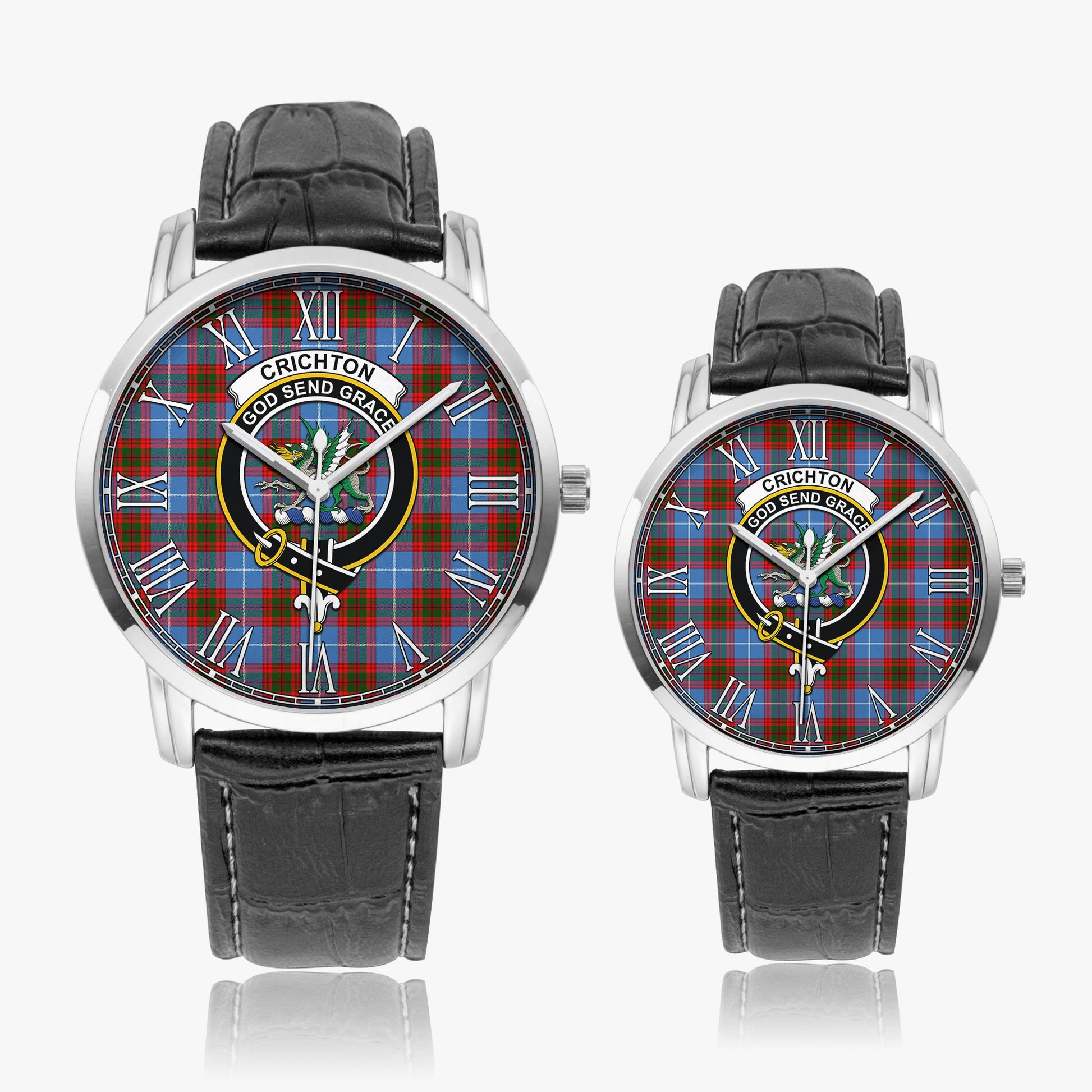 Crichton (Crighton) Tartan Family Crest Leather Strap Quartz Watch - Tartan Vibes Clothing