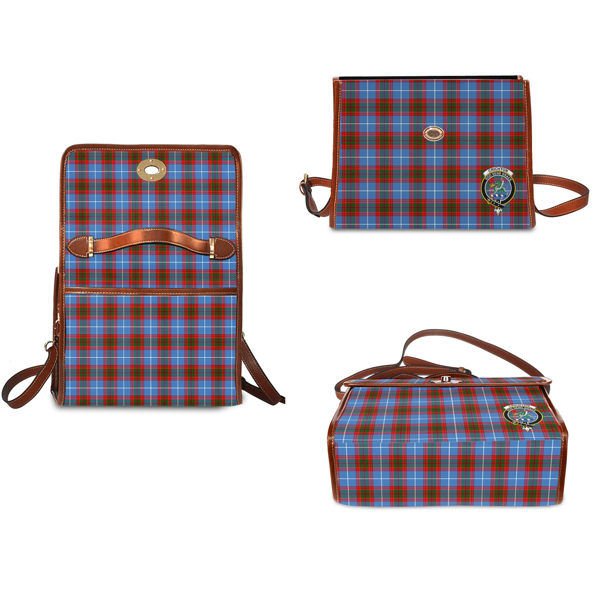 crichton-tartan-leather-strap-waterproof-canvas-bag-with-family-crest