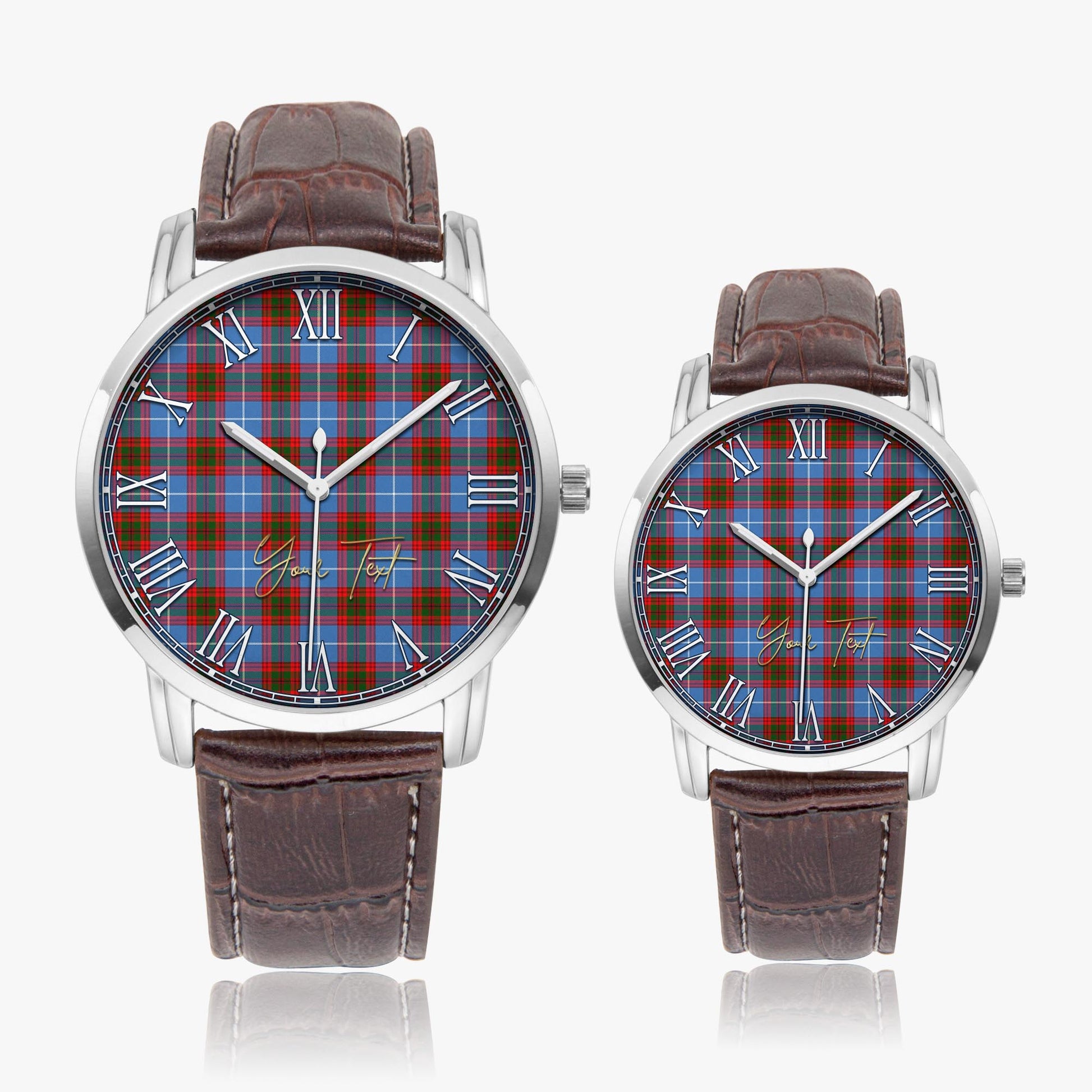 Crichton (Crighton) Tartan Personalized Your Text Leather Trap Quartz Watch - Tartan Vibes Clothing