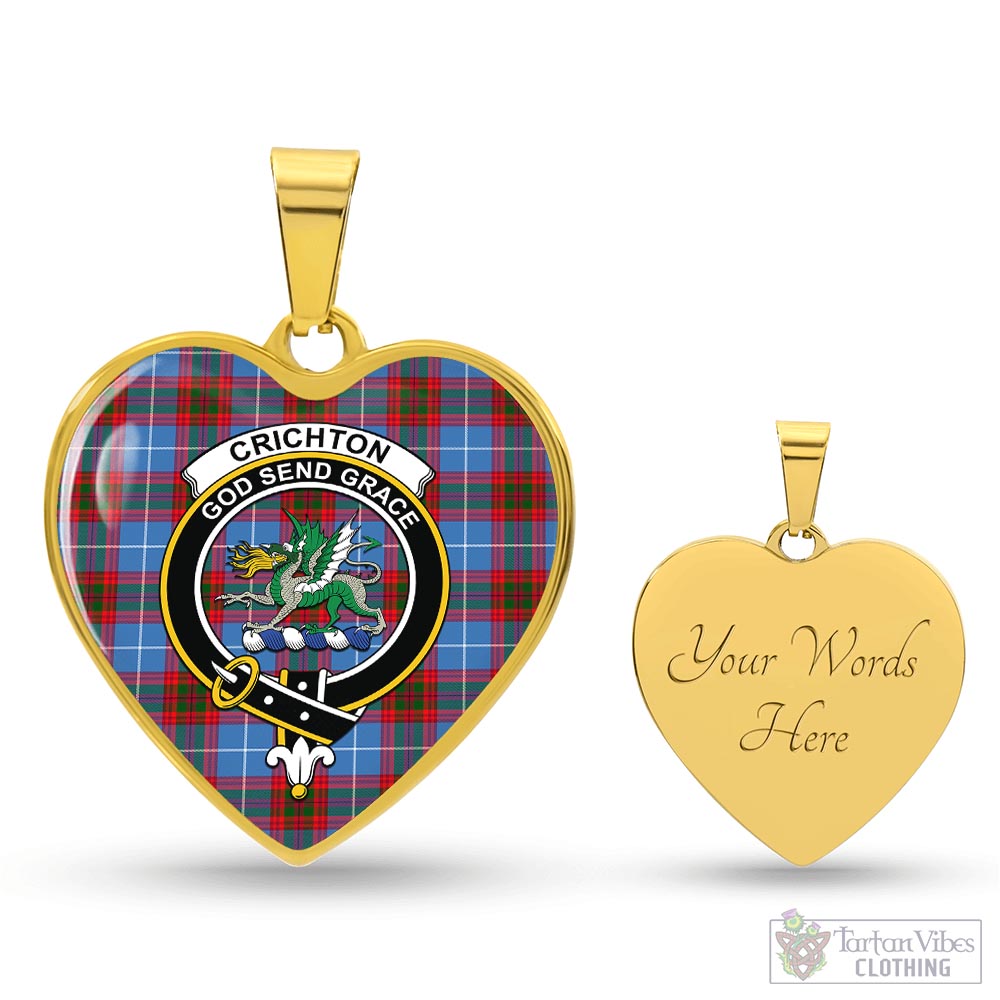 Crichton (Crighton) Tartan Heart Necklace with Family Crest Luxury Necklace (Gold) Yes - Tartan Vibes Clothing