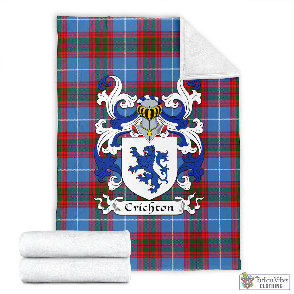 Crichton (Crighton) Tartan Blanket with Coat of Arms X-Large 59 x 79 inches 150 x 200 cm - Tartan Vibes Clothing