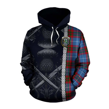 Crichton (Crighton) Tartan Cotton Hoodie with Family Crest Cross Sword Thistle Celtic Vibes Pullover Hoodie XS - Tartan Vibes Clothing