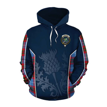 Tartan Vibes Clothing Crichton (Crighton) Tartan Cotton Hoodie with Family Crest and Scottish Thistle Vibes Sport Style