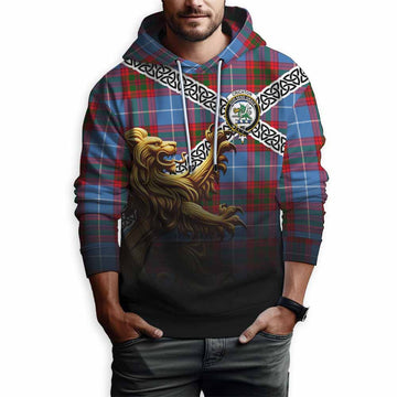 Crichton (Crighton) Crest Tartan Hoodie with Golden Lion Emblem Celtic Style Pullover Hoodie - Tartan Vibes Clothing