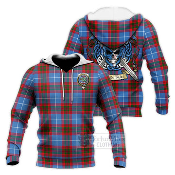 Crichton (Crighton) Tartan Knitted Hoodie with Family Crest Celtic Skull Style Unisex Knitted Pullover Hoodie - Tartan Vibes Clothing