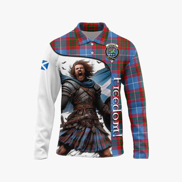 Tartan Vibes Clothing Crichton (Crighton) Crest Tartan Long Sleeve Polo Shirt Inspired by the Freedom of Scottish Warrior