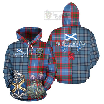 Crichton (Crighton) Tartan Hoodie Happy St. Andrew's Day Half Tartan Style Zip Hoodie - Tartan Vibes Clothing
