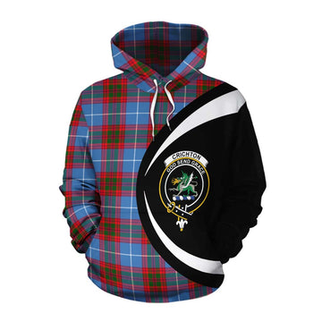 Crichton (Crighton) Tartan Cotton Hoodie with Family Crest Circle Style Pullover Hoodie XS - Tartan Vibes Clothing