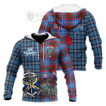 Crichton (Crighton) Tartan Knitted Hoodie Happy St. Andrew's Day Half Tartan Style Unisex Knitted Pullover Hoodie - Tartan Vibes Clothing