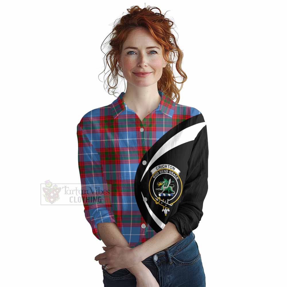 Crichton (Crighton) Tartan Women's Casual Shirt with Family Crest Circle Style Female - Tartan Vibes Clothing