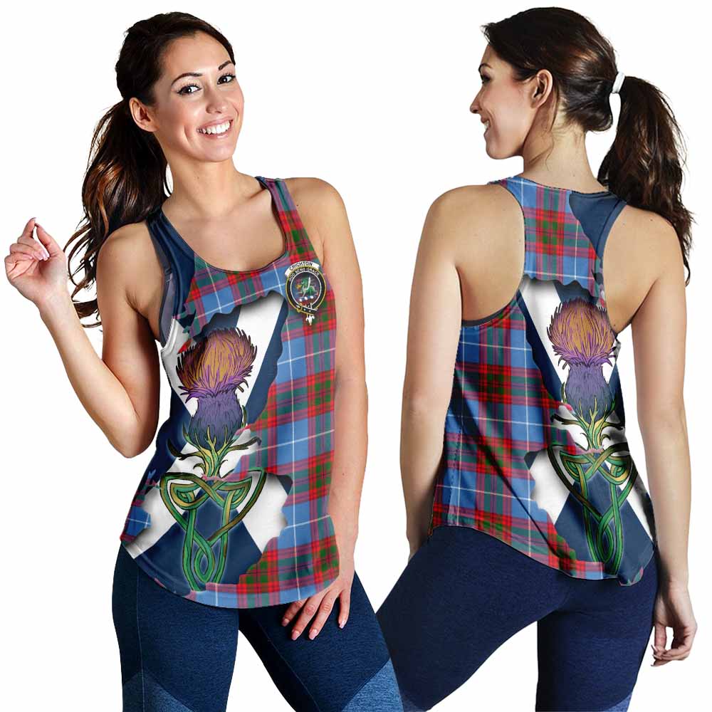 Crichton (Crighton) Tartan Family Crest Women's Racerback Tanks Scottish Thistle Celtic Inspired 4XL - Tartan Vibes Clothing