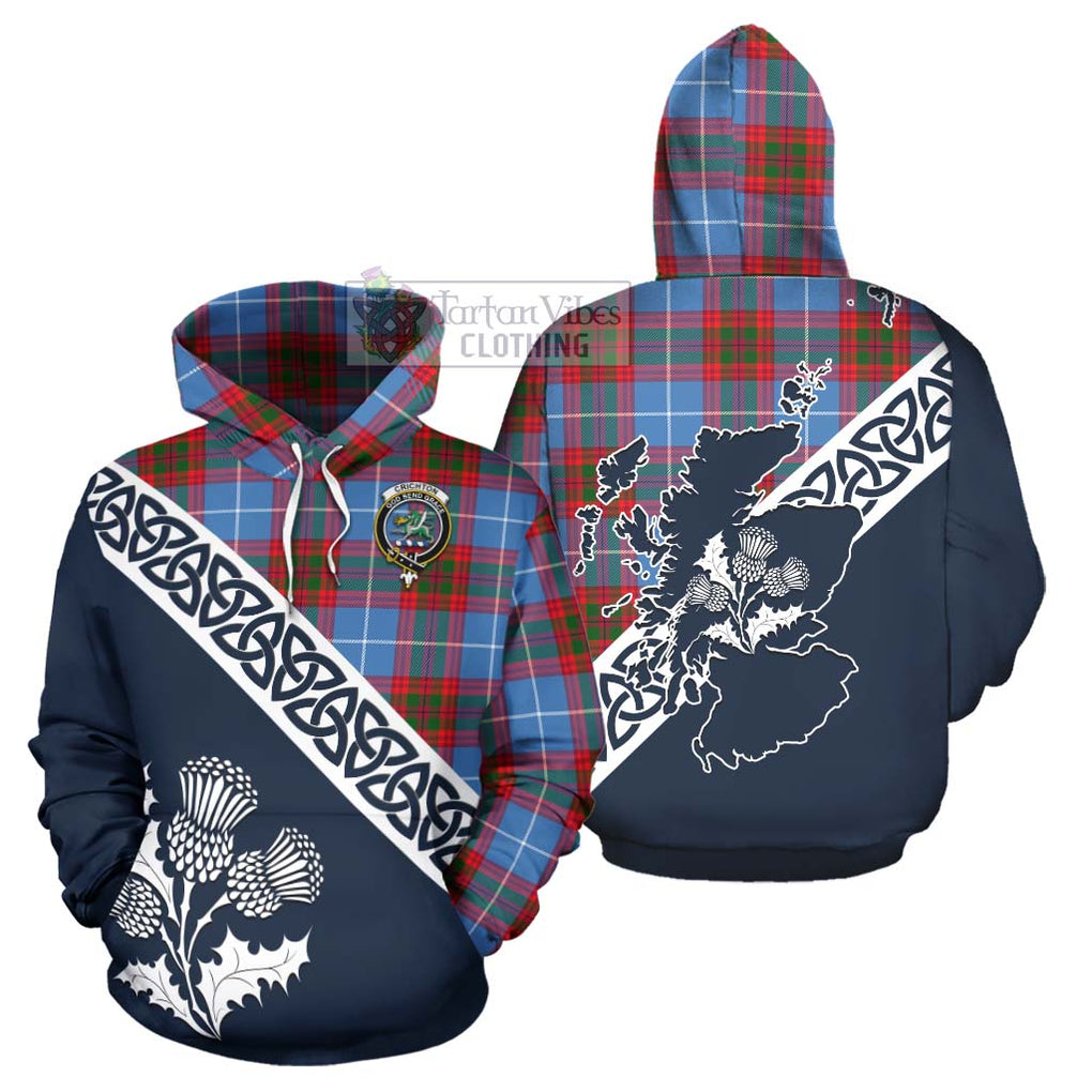 Crichton (Crighton) Tartan Hoodie Featuring Thistle and Scotland Map Zip Hoodie - Tartan Vibes Clothing