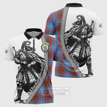 Crichton (Crighton) Tartan Clan Crest Zipper Polo Shirt with Highlander Warrior Celtic Style Unisex - Tartan Vibes Clothing