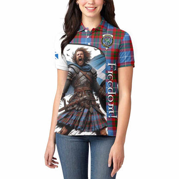 Crichton (Crighton) Crest Tartan Women's Polo Shirt Inspired by the Freedom of Scottish Warrior Women - Tartan Vibes Clothing