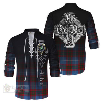 Crichton (Crighton) Tartan Ghillie Kilt Shirt Featuring Alba Gu Brath Family Crest Celtic Inspired Men - Tartan Vibes Clothing