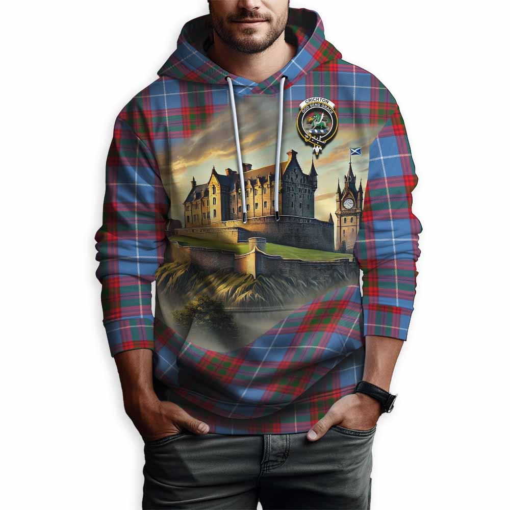 Crichton (Crighton) Tartan Family Crest Hoodie with Scottish Ancient Castle Style Pullover Hoodie - Tartan Vibes Clothing