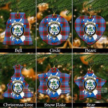 Crichton (Crighton) Tartan Christmas Ceramic Ornaments with Family Crest and Scotland Map Ceramic - Tartan Vibes Clothing