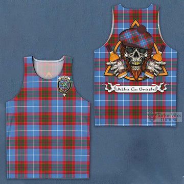 Crichton (Crighton) Tartan Men's Tank Top with Family Crest and Bearded Skull Holding Bottles of Whiskey Men - Tartan Vibes Clothing