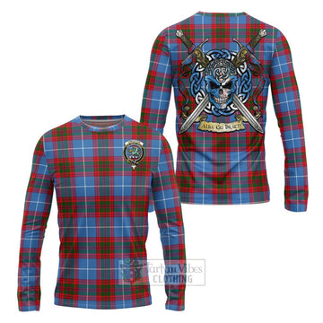 Crichton (Crighton) Tartan Long Sleeve T-Shirt with Family Crest Celtic Skull Style Unisex - Tartan Vibes Clothing