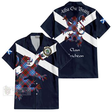 Crichton (Crighton) Tartan Lion Rampant Hawaiian Shirt Proudly Display Your Heritage with Alba Gu Brath and Clan Name Kid - Tartan Vibes Clothing