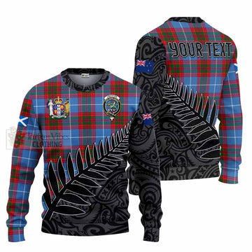 Tartan Vibes Clothing Crichton (Crighton) Crest Tartan Knitted Sweater with New Zealand Silver Fern Half Style
