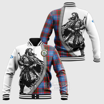 Crichton (Crighton) Tartan Clan Crest Baseball Jacket with Highlander Warrior Celtic Style Unisex - Tartan Vibes Clothing