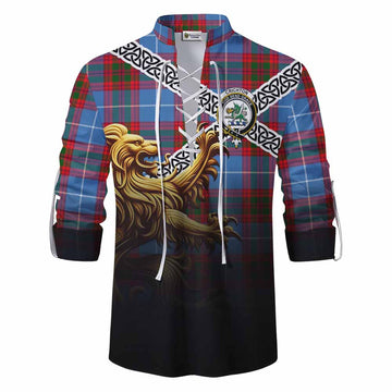 Crichton (Crighton) Crest Tartan Ghillie Kilt Shirt with Golden Lion Emblem Celtic Style Men - Tartan Vibes Clothing