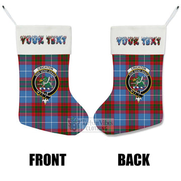 Crichton (Crighton) Tartan Family Crest Christmas Stocking with Personalized Text - Tartan Vibes Clothing