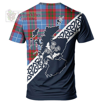Crichton (Crighton) Tartan T-Shirt Featuring Thistle and Scotland Map - Tartanvibesclothing Store