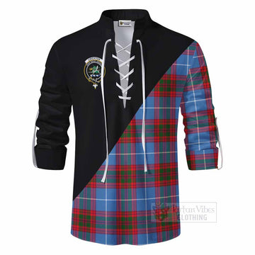 Crichton (Crighton) Tartan Ghillie Kilt Shirt with Family Crest and Military Logo Style - Tartan Vibes Clothing