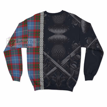 Crichton (Crighton) Tartan Sweatshirt with Family Crest Cross Sword Thistle Celtic Vibes - Tartan Vibes Clothing