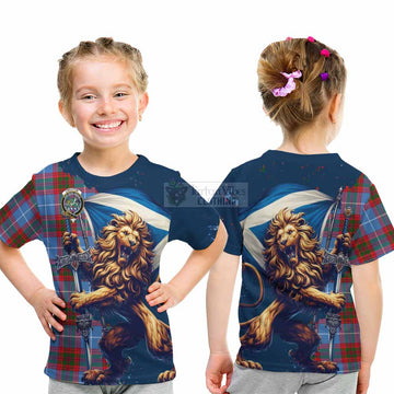 Crichton (Crighton) Tartan Family Crest Kid T-Shirt with Scottish Majestic Lion - Tartan Vibes Clothing