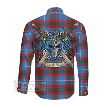 Crichton (Crighton) Tartan Long Sleeve Button Shirt with Family Crest Celtic Skull Style Men's Shirt - Tartan Vibes Clothing