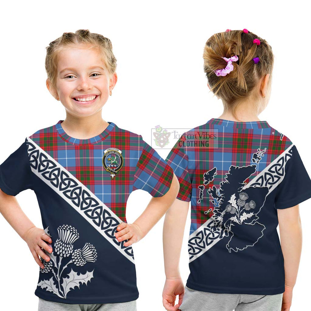 Crichton (Crighton) Tartan Kid T-Shirt Featuring Thistle and Scotland Map - Tartan Vibes Clothing